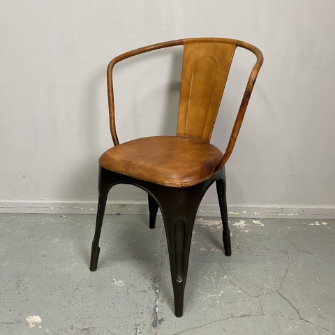 Industrial Faux Leather & Metal Chair