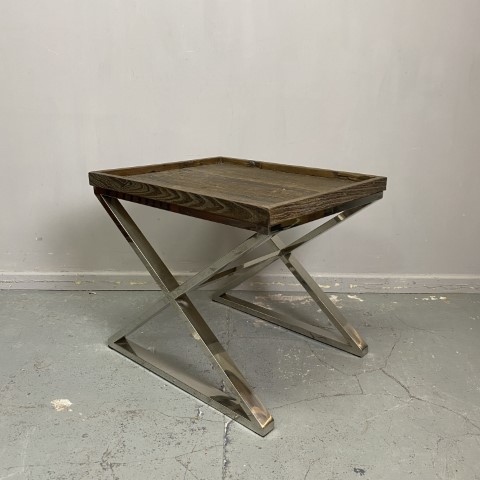 Chrome & Reclaimed Timber Side Table