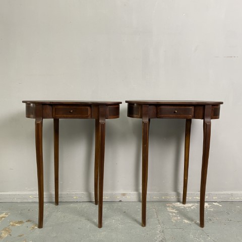 Pair of Vintage Kidney Shaped Side Tables with Starburst Pattern