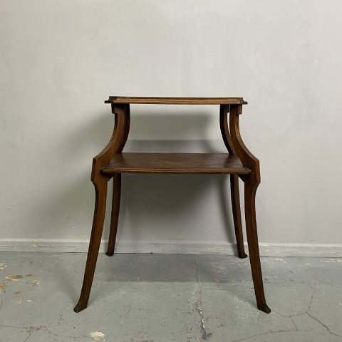 Antique French Oak Servery or Tea Table with Brass Handles