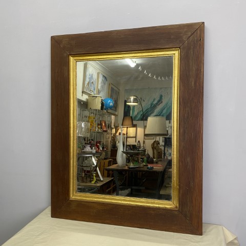 Vintage Timber Framed Mirror with gold accent