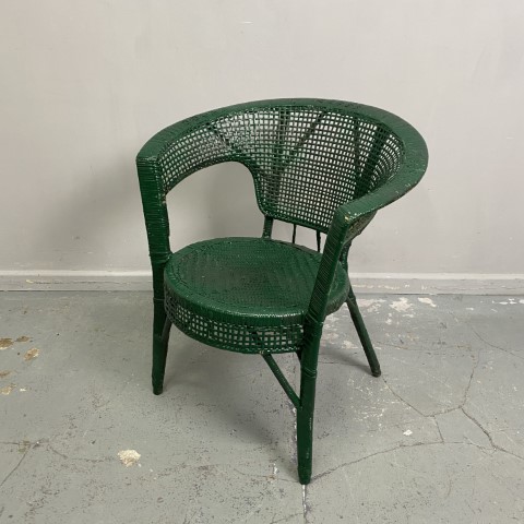 Painted Green Cane Chair