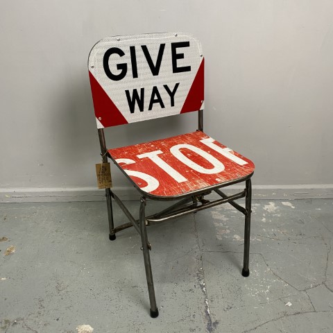 Upcycled Road Sign Industrial Chair