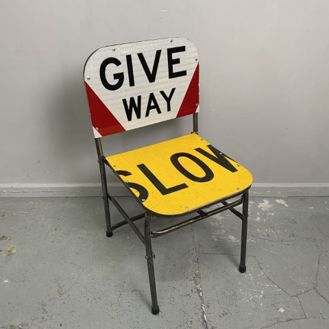 Upcycled Road Sign Industrial Chair