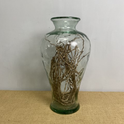 Large Glass Vase with Decorative Branches