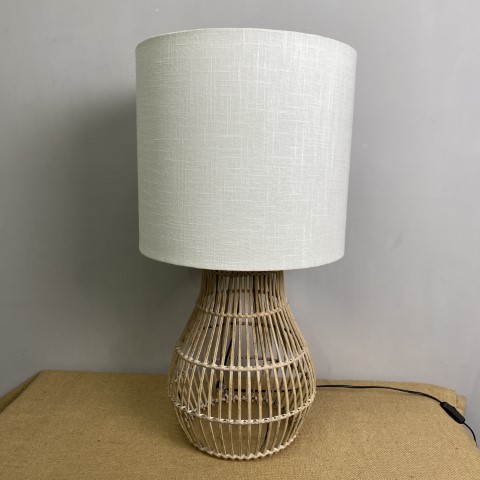 Coastal Cane Lamp with White Shade