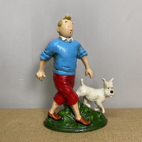 Cast Iron Tintin & Snowy Doorstop