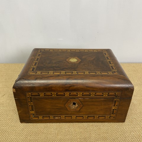 Antique Marquetry Box with Mother of Pearl Inlay to Top