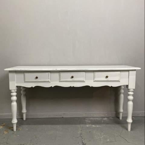 White French Provincial Hall Table with Turned Legs