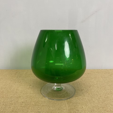 Large Vintage Green Brandy Balloon Glass