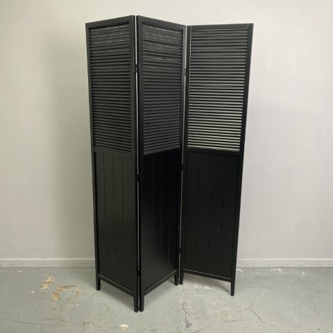 Black Louvre 3 Panel Screen Divider