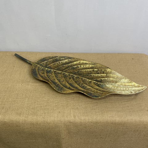 Large Metal Golden Leaf Tray