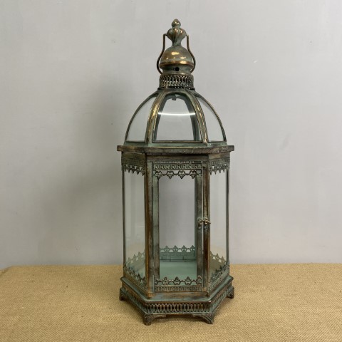 Large Moroccan Green & Gold Lantern