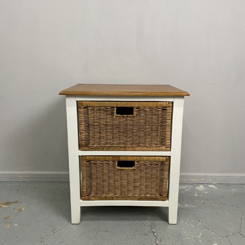 Single Hampton Cane 2 Drawer Side Table