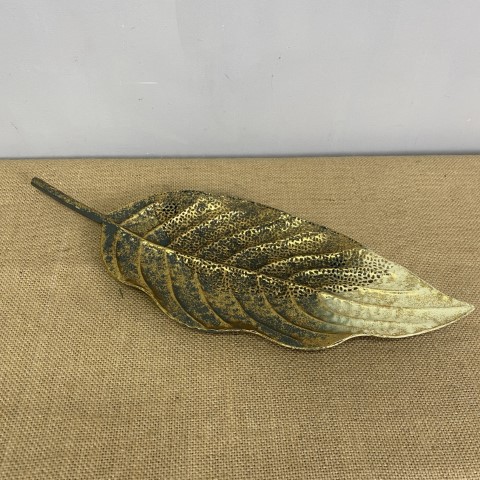 Small Metal Golden Leaf Tray