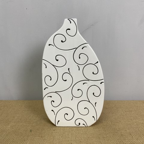 Black & White Curly Swirls Vase