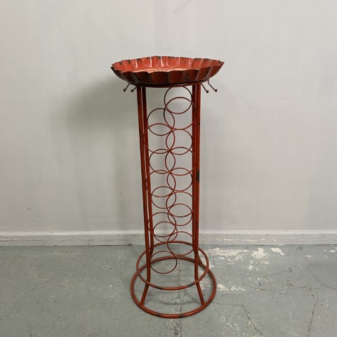 Red Metal Wine Rack Table