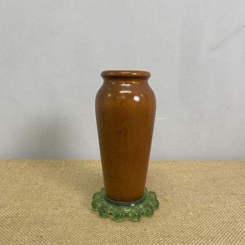 Vintage Timber & Glass Base Vase