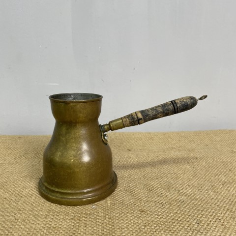 Vintage Brass Pouring Jug with Timber Handle