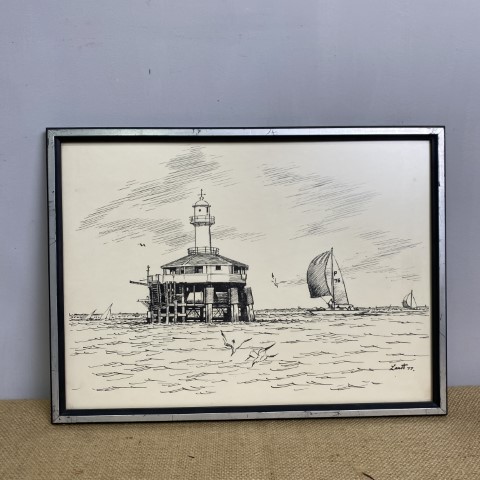 Vintage Framed Print - Lighthouse