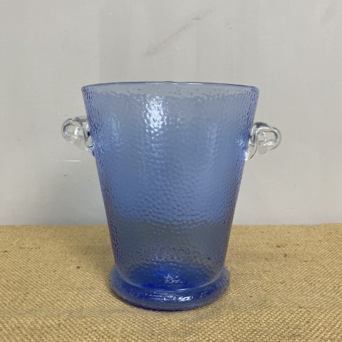 Vintage Blue Glass Ice Bucket