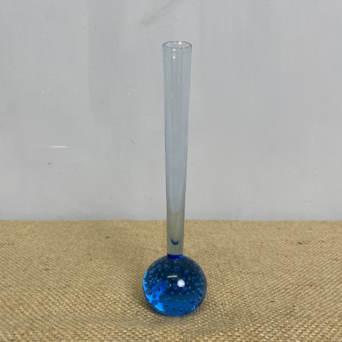 Vintage Blue Hand Blown Art Glass Bud Vase