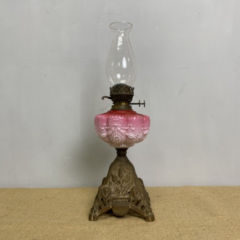 Antique Pink Milk Glass Kerosene Lantern