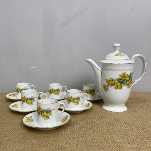 Bavarian Porcelain Coffee Pot & 6 Espresso Cups