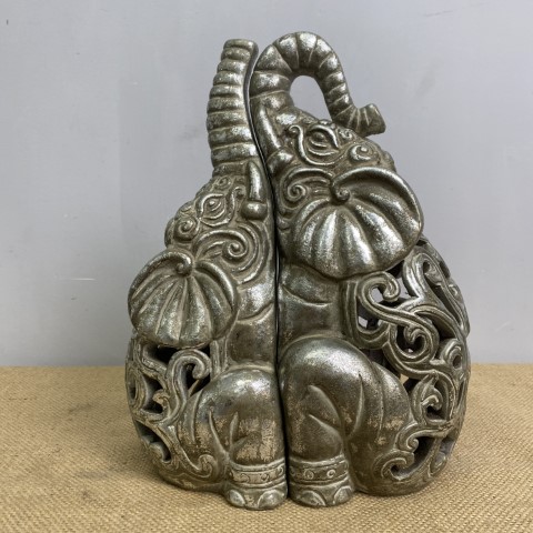 Pair of Decorative Silver Elephants