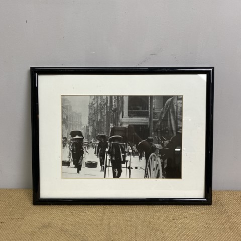 Vintage Black & White Asian Street Scene