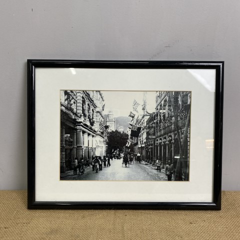 Vintage Black & White Asian Street Scene