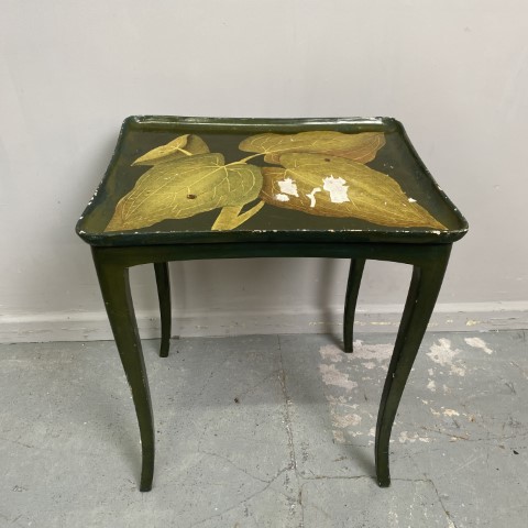 Hand-Painted Vintage Green Side Table