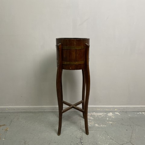 Vintage Oak Barrel Plant Stand