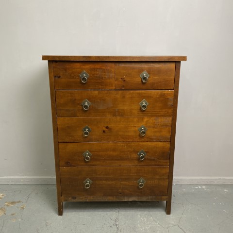 Rustic Timber Tallboy with 6 Drawers