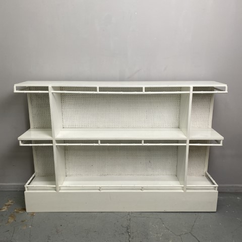 White Timber Shelves with Rattan & Bamboo Detailing