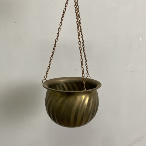 Vintage Hanging Brass Planter