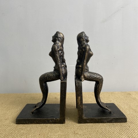 Pair of Large Cast Iron Mermaid Bookends