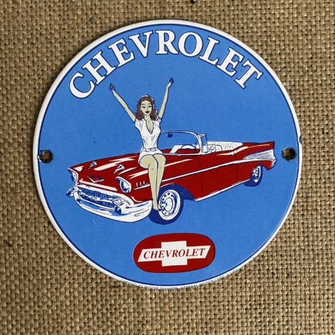 Vintage Style Enamel Chevrolet Plaque