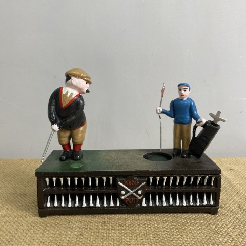 Cast Iron Mechanical Golf Money Box