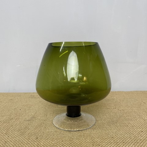 Vintage Olive Green Brandy Balloon Glass