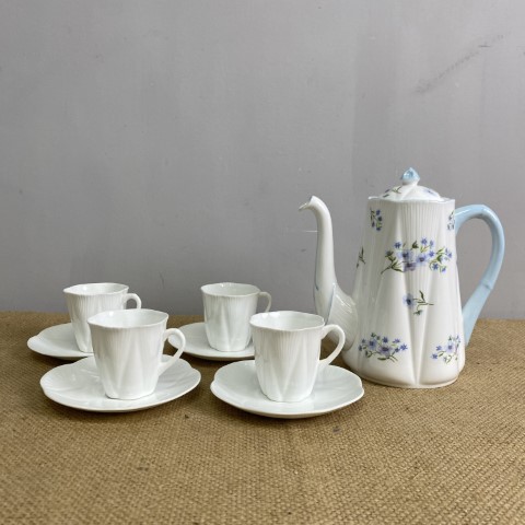 Vintage Blue & White Shelley 'Blue Rock' Tea Set (13591) - set of 5