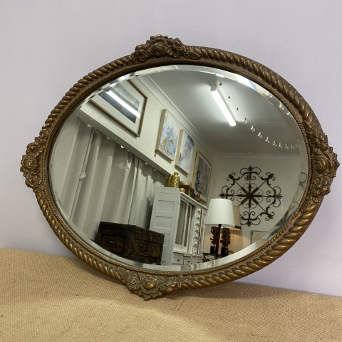 Antique Gold Gilt Oval Mirror with floral details