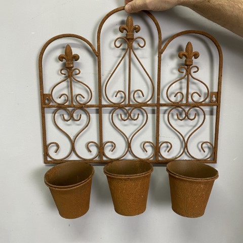 Rustic 3 Pot Wall Hung Plant Holder