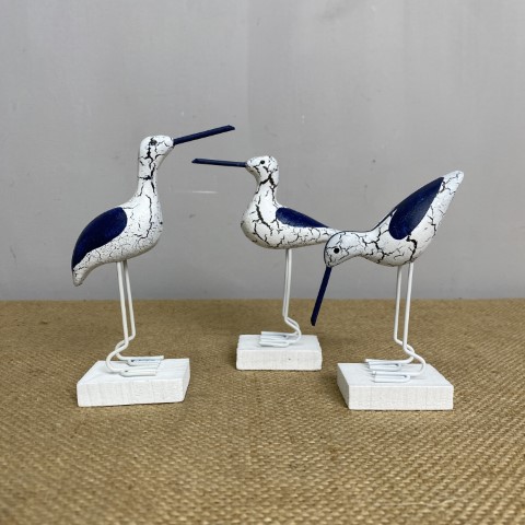 Set of 3 Coastal Blue & White Birds