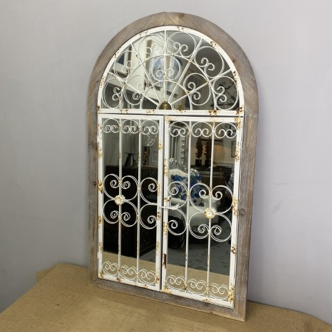 Rustic French Provincial Arch Window Mirror