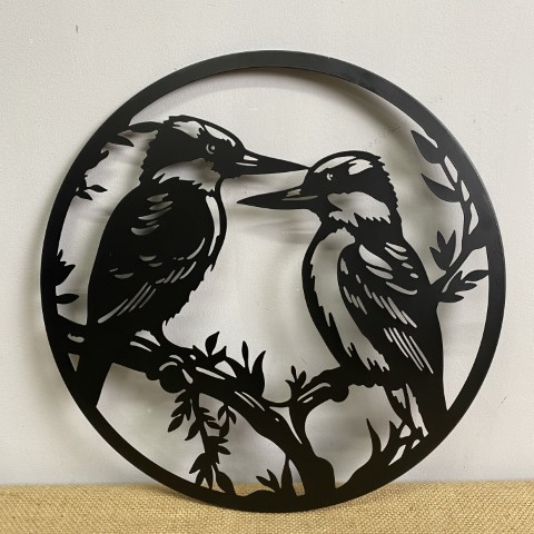 Two Kookaburras Black Metal Wall Art