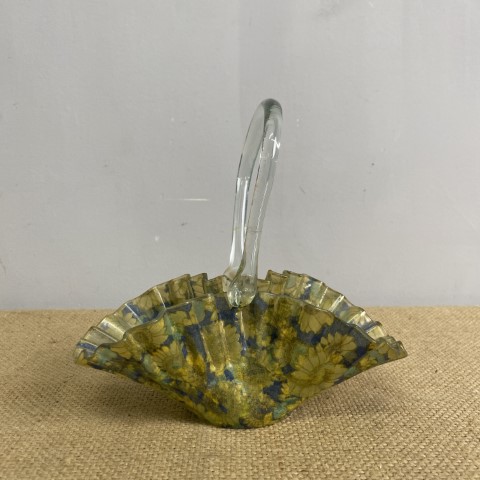 Vintage Sunflower Glass Basket