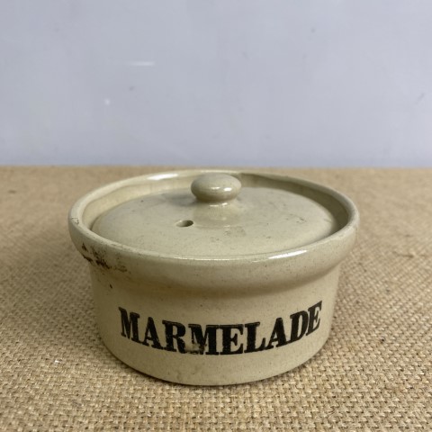 Vintage 'Marmelade' English Stoneware Pot with Lid