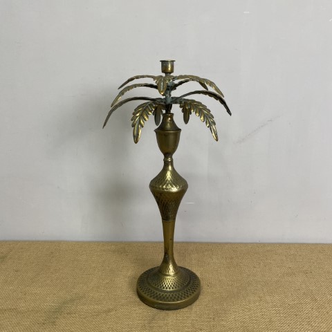 Large Golden Palm Tree Candle Holder