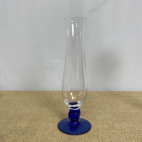 French Luminarc Bud Vase with blue base